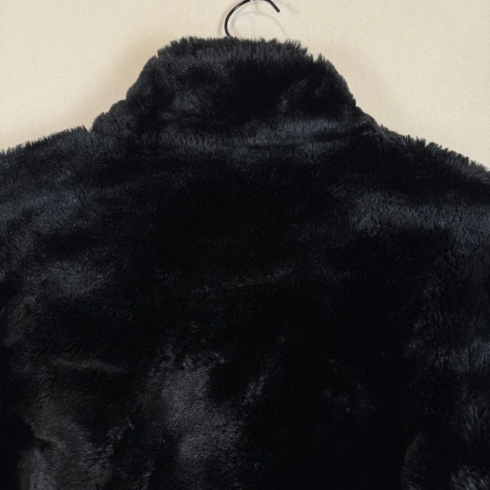 Gap Jacket Kids XL 12 Black Faux Fur Fleece Full Zip Stand Collar Winter Warm